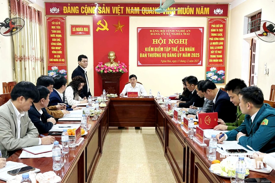 Trưởng Ban Tổ chức Tỉnh ủy Nghệ An dự hội nghị kiểm điểm Ban Thường vụ Đảng ủy xã Nghĩa Mai