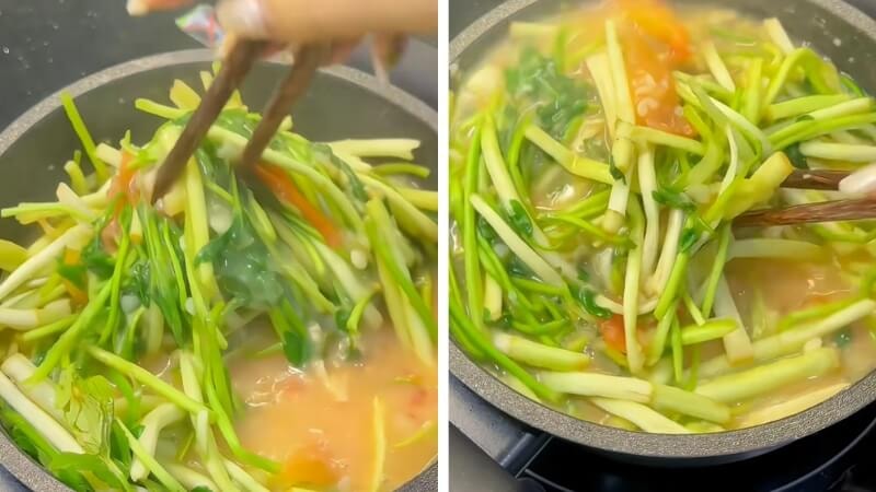 Mẹo nấu canh khoai tây rau cần sánh mịn chuẩn vị Thái Bình