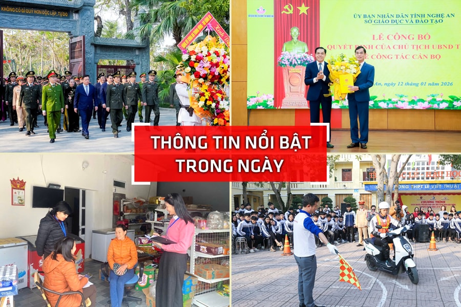 Nghệ An: Thông tin nổi bật ngày 12/1
