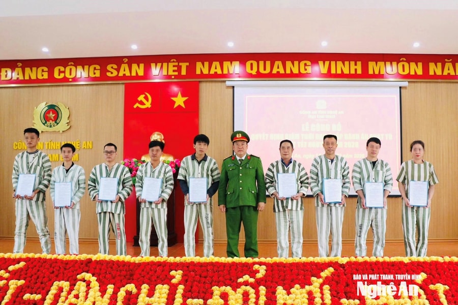 40 phạm nhân tại Nghệ An được giảm án dịp Tết Nguyên đán