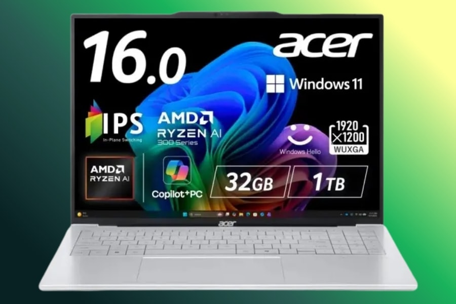 Acer ra mắt Swift Air 16: Laptop 16 inch nhẹ kỷ lục 990g cùng chip Ryzen AI