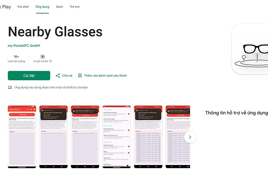 Ứng dụng Nearby Glasses giúp người dùng Android phát hiện kính thông minh ở gần