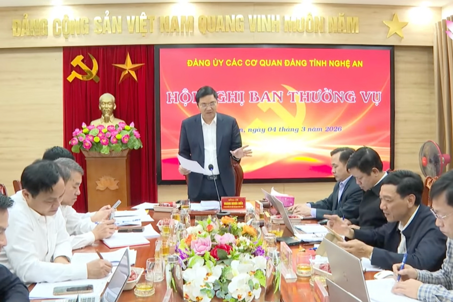 Hội nghị Ban Thường vụ Đảng ủy các cơ quan Đảng tỉnh Nghệ An tháng 2/2026