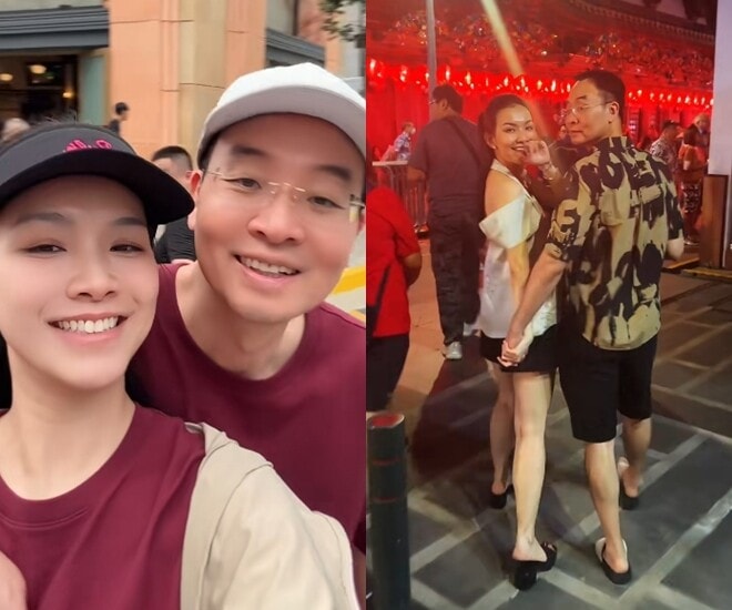 Hoa hậu Thùy Lâm cùng chồng Tiến sĩ du lịch Singapore: Sắc vóc hai con gây chú ý
