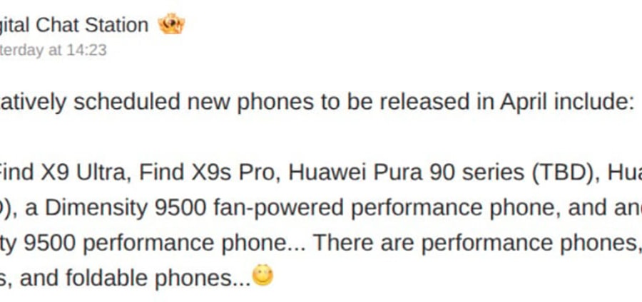Thị trường smartphone tháng 4: Cuộc đổ bộ của OPPO Find X9 Ultra và Huawei Pura 90