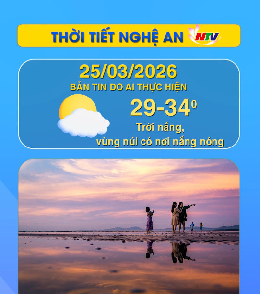 Thời tiết Nghệ An hôm nay 25/03/2026