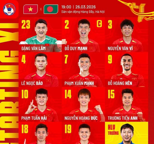 Trực tiếp bóng đá Việt Nam vs Bangladesh: Hoàng Hên đá chính
