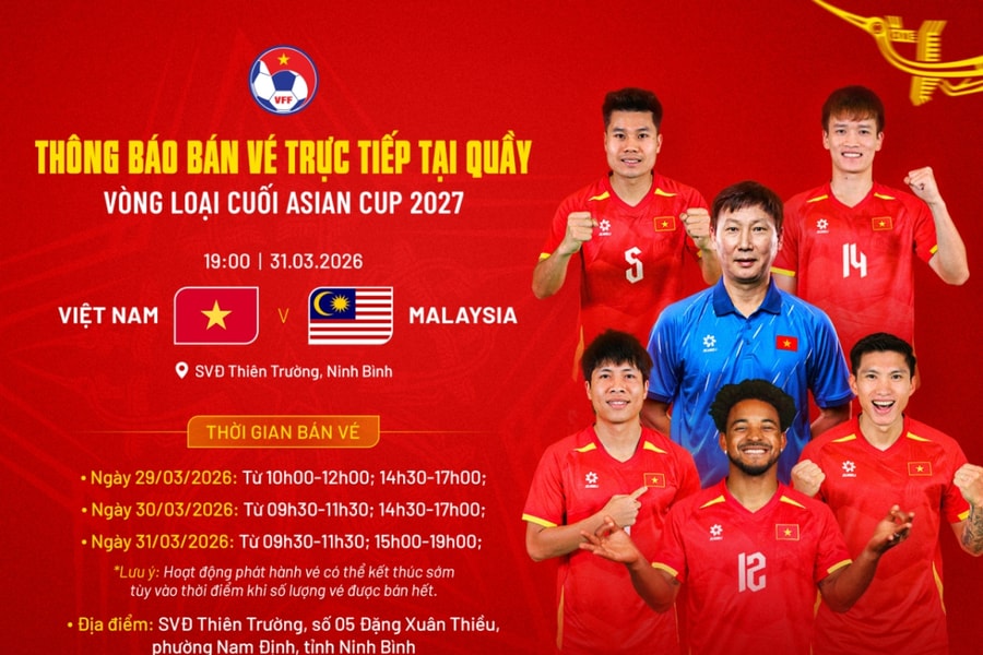 Cách mua vé xem trực tiếp Việt Nam vs Malaysia tại vòng loại Asian Cup 2027