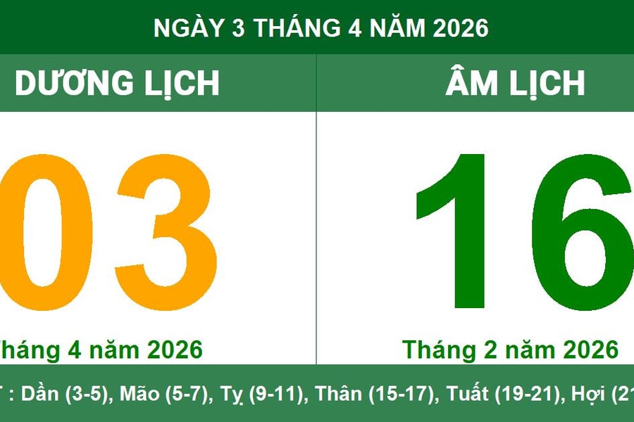 Lịch Âm Dương ngày 3/4/2026: Ngày Đại An thuận lợi cho khởi sự và cầu tài