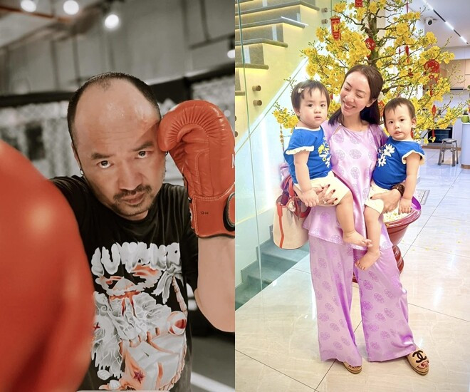 Tiến Luật tập boxing bảo vệ con gái, Thu Trang ưu tiên chăm cặp song sinh