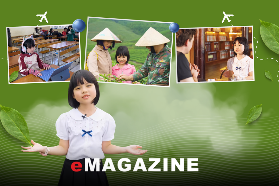 Cô bé lớp 3 “siêu ngoại ngữ” mang câu chuyện đảo chè Nghệ An ra thế giới