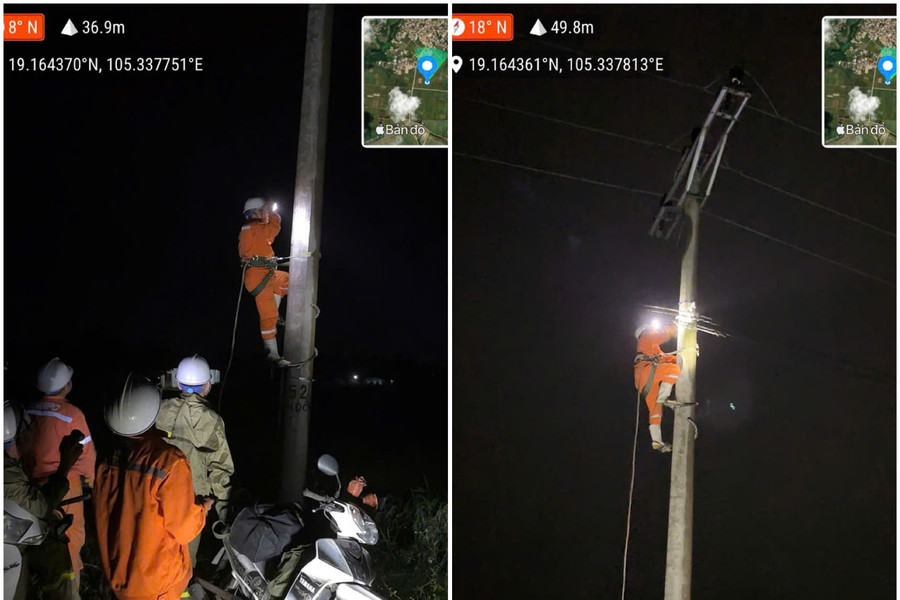 Điện lực Nghệ An xuyên đêm khắc phục sự cố do mưa đá, lốc xoáy, nhanh chóng cấp điện trở lại cho người dân