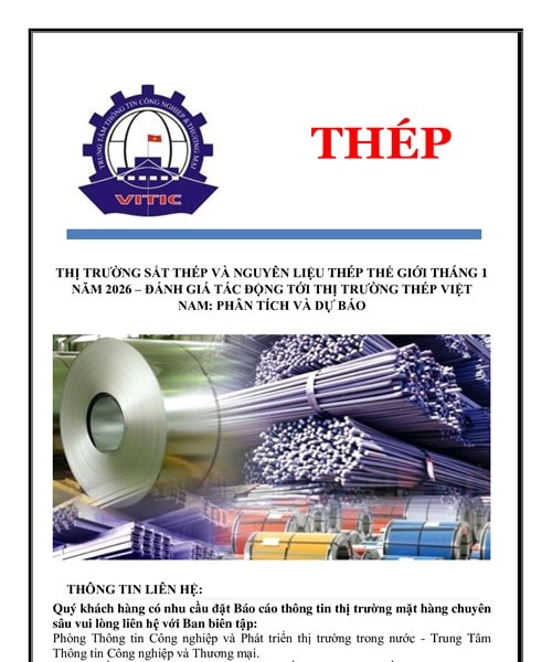 Giá thép quốc tế tháng 1/2026 tăng nhẹ trước kỳ vọng kích thích kinh tế từ Trung Quốc