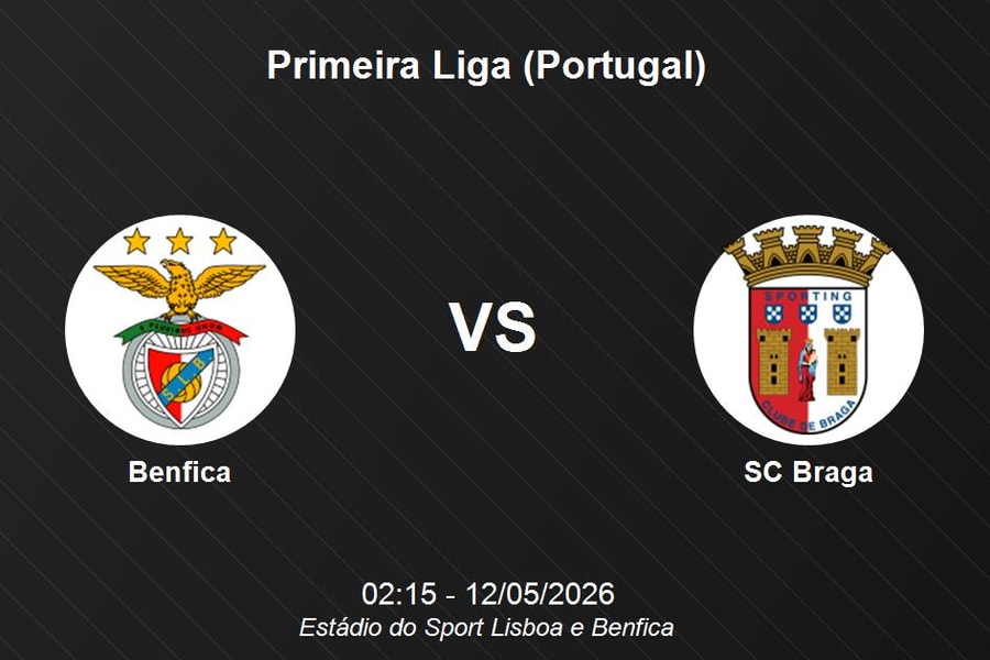 Nhận định Benfica vs SC Braga - Đại chiến tốp đầu tại Primeira Liga