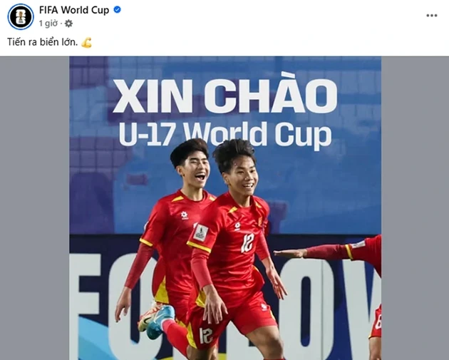 U17 Việt Nam giành vé dự World Cup: FIFA đăng lời chúc tiếng Việt sau kỳ tích trước UAE