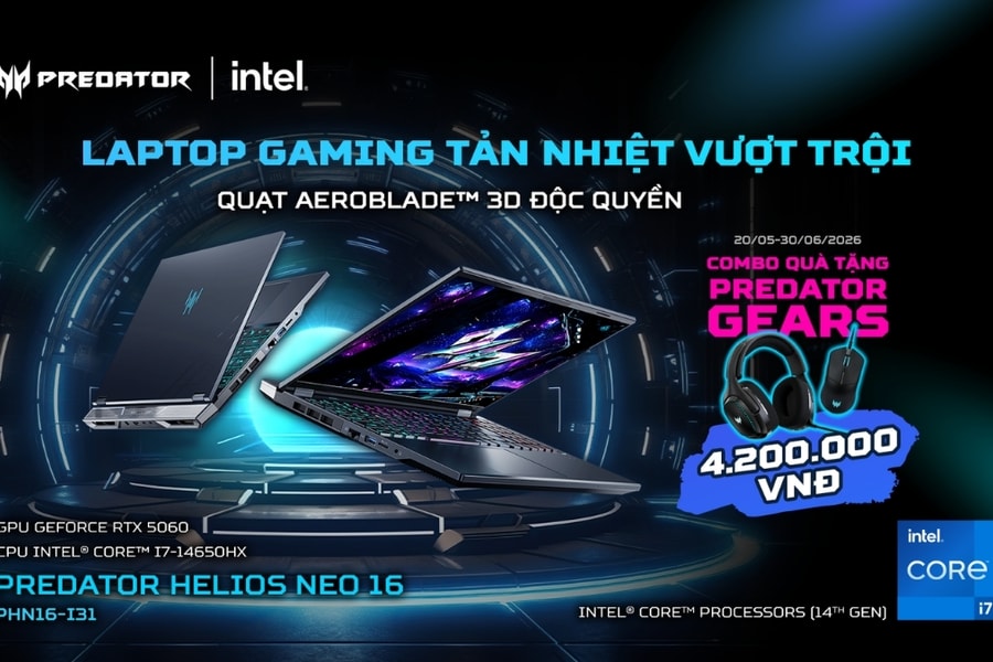 Predator Helios Neo 16 cập bến Việt Nam: Sức mạnh RTX 50 Series và hiệu suất AI 576 TOPS