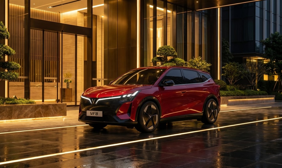 VinFast VF 8 thế hệ mới ra mắt: Nâng cấp khung gầm và phạm vi di chuyển 500km
