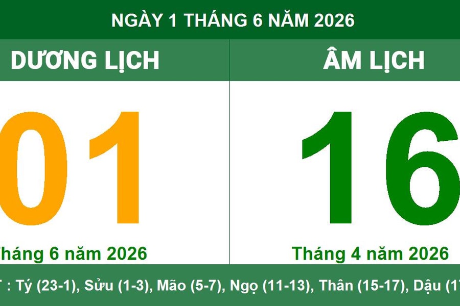Lịch Âm Dương ngày 1/6/2026: Ngày Bính Ngọ đại cát thuận lợi cho khởi sự và hỷ sự