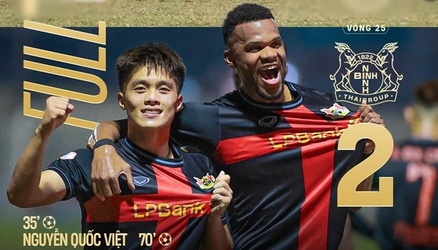 HLV Chu Đình Nghiêm ra mắt ấn tượng, Ninh Bình hạ Thanh Hóa để chiếm ngôi top 3 V-League