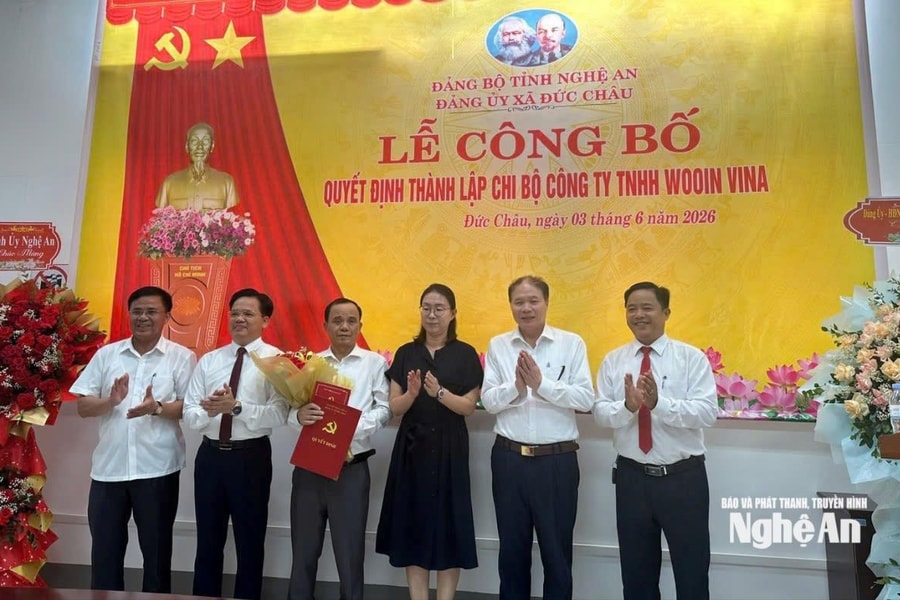 Đảng uỷ xã Đức Châu công bố quyết định thành lập Chi bộ Công ty TNHH Wooin Vina