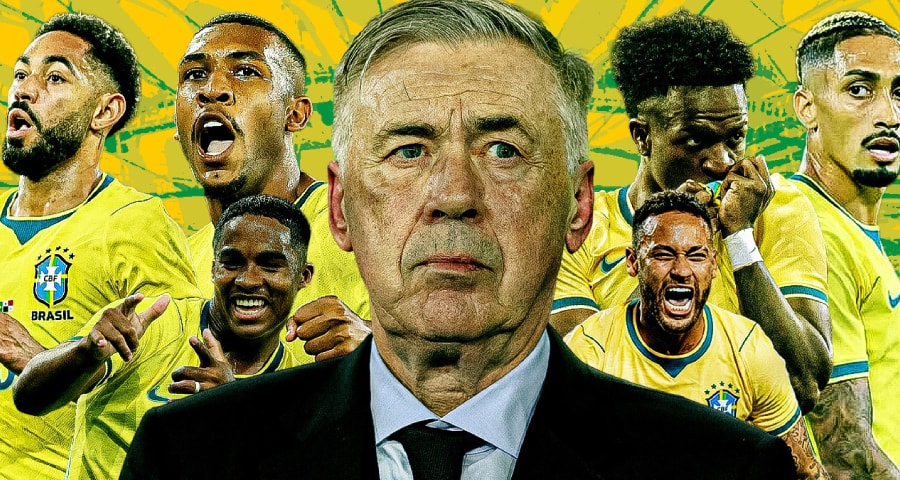 HLV Carlo Ancelotti và bài toán hàng công Brazil: Nghịch lý 4-2-4 và hy vọng cuối từ Neymar