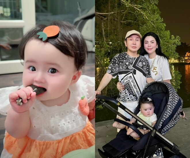 Con gái Hoa hậu Phương Lê và NSƯT Vũ Luân gây chú ý khi tập nếm thức ăn