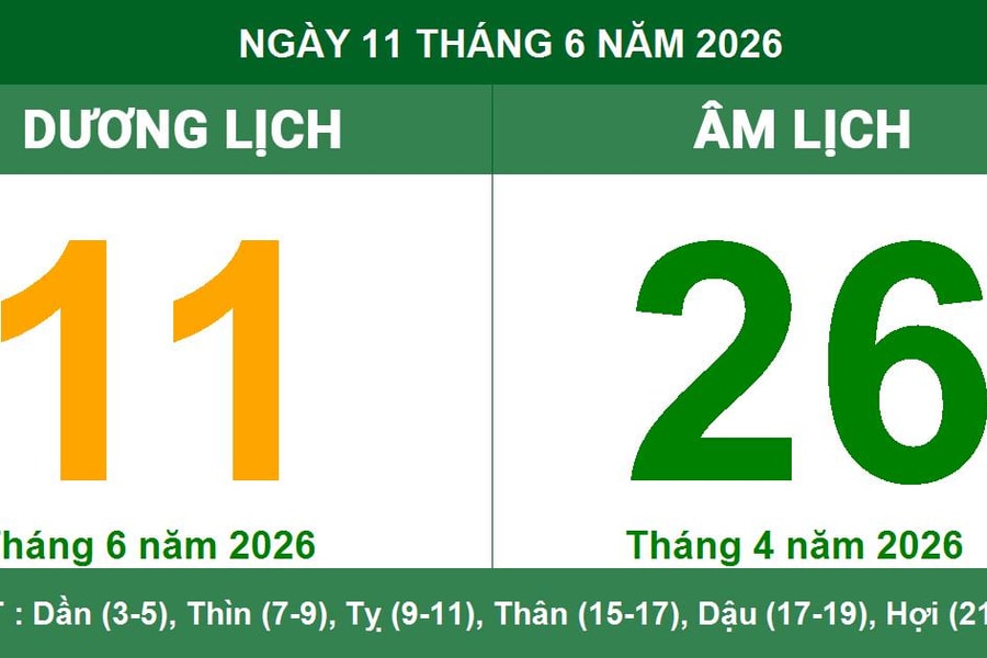 Lịch Âm Dương ngày 11/6/2026: Xem giờ hoàng đạo và những lưu ý phong thủy