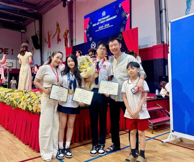 NSƯT Ốc Thanh Vân khoe thành tích học tập của các con tại trường quốc tế
