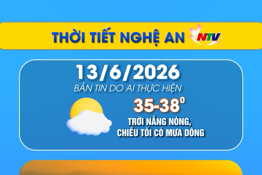 Thời tiết Nghệ An hôm nay - 13/06/2026