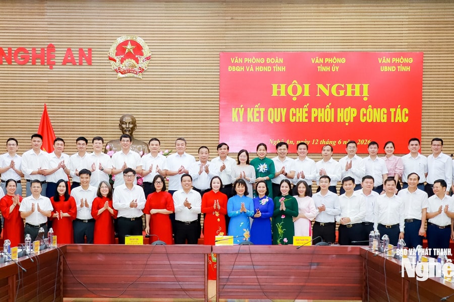 Ký kết Quy chế phối hợp giữa Văn phòng Tỉnh ủy, Đoàn ĐBQH và HĐND tỉnh, UBND tỉnh Nghệ An