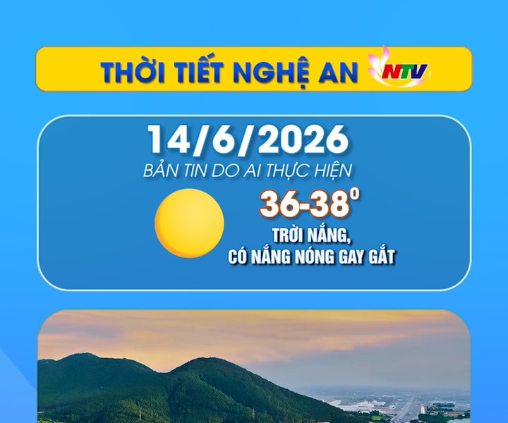 Thời tiết Nghệ An hôm nay - 14/06/2026