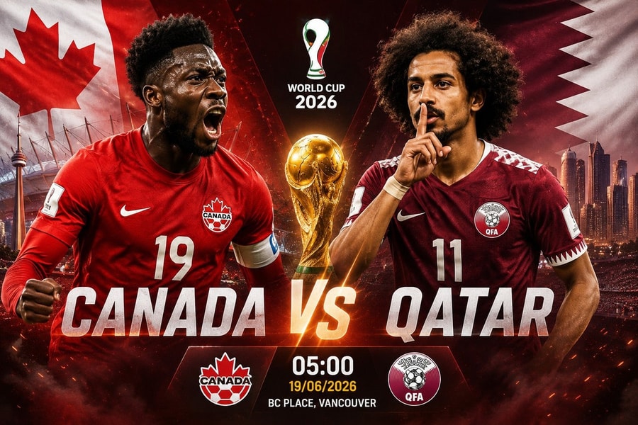Trực tiếp tỉ số Canada 5-0 Qatar: Chủ nhà quyết thắng tại bảng B World Cup 2026