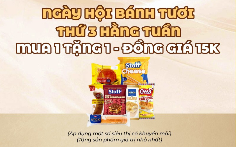 Mẹo mua bánh tươi giá rẻ chỉ từ 5.000 đồng tại Bách hóa XANH vào Thứ 3 hàng tuần