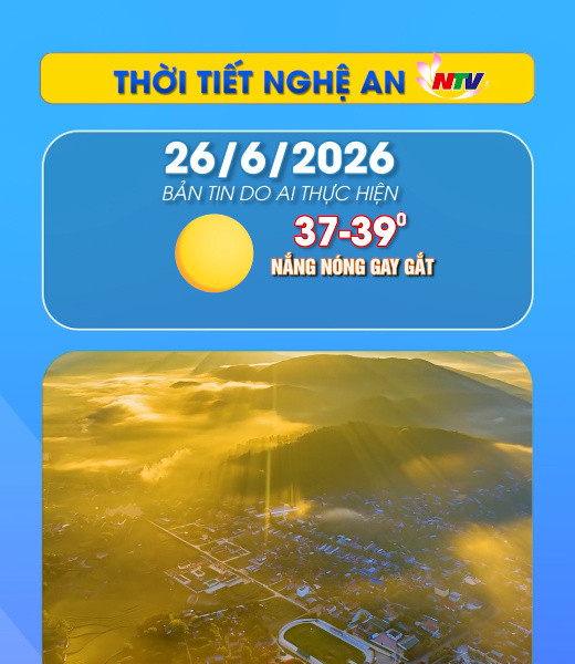 Thời tiết Nghệ An hôm nay 26/6/2026