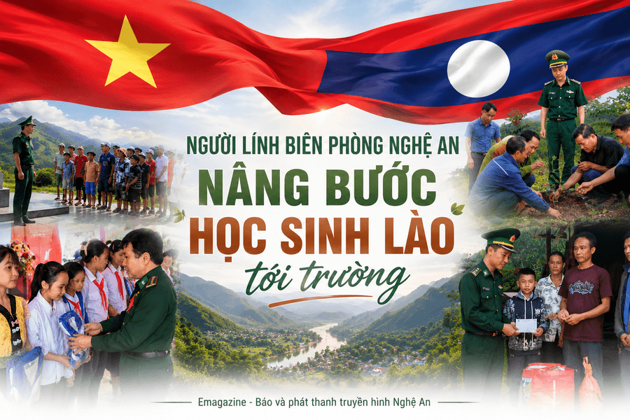 Người lính biên phòng Nghệ An nâng bước học sinh Lào tới trường