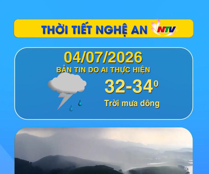 Thời tiết Nghệ An hôm nay 04/07/2026