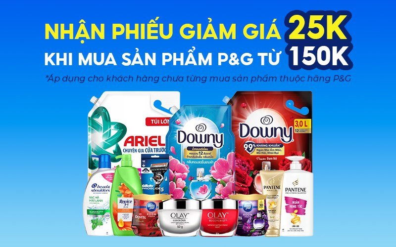 Mẹo săn mã giảm giá 25K khi mua các mặt hàng tiêu dùng P&G tại Bách hóa XANH