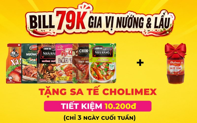 Mẹo nhận quà tặng sa tế Cholimex khi mua gia vị lẩu nướng tại Bách hóa XANH