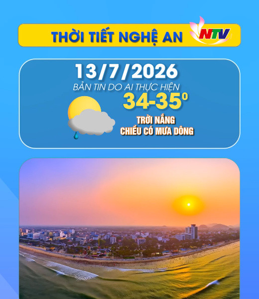 Thời tiết Nghệ An hôm nay 13/7/2026