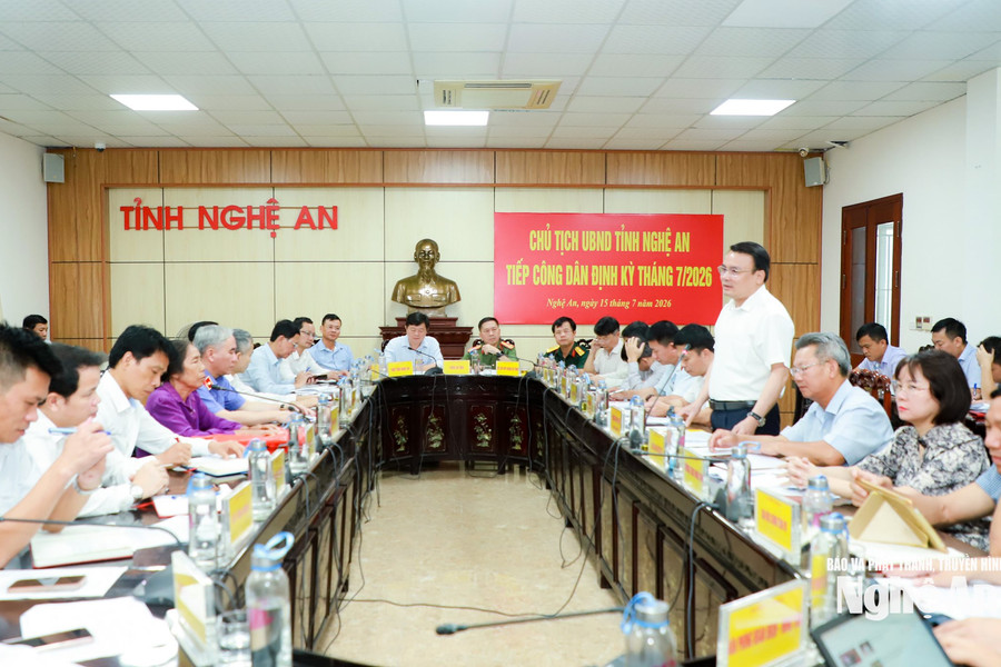 Lãnh đạo UBND tỉnh Nghệ An tiếp công dân phiên định kỳ tháng 7/2026
