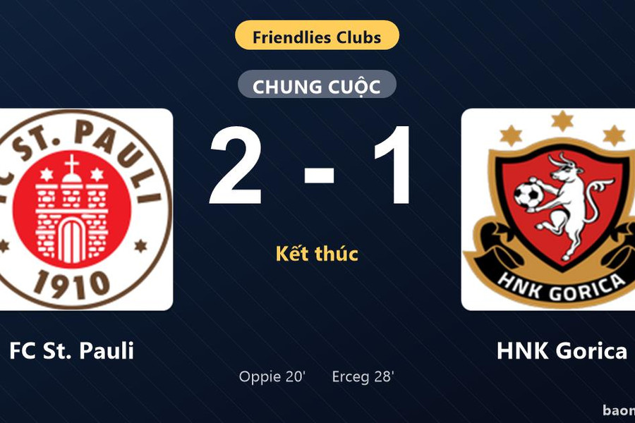 Thống kê trận đấu FC St. Pauli 2-1 HNK Gorica: FC St. Pauli giành chiến thắng chung cuộc