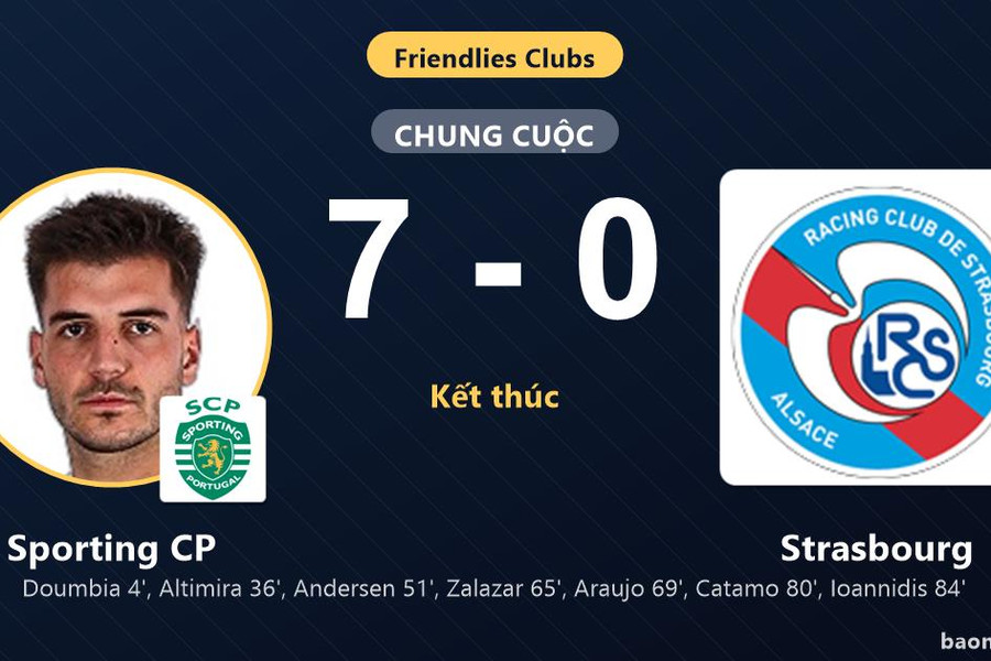 Sporting CP thắng đậm Strasbourg, khép lại trận giao hữu một chiều