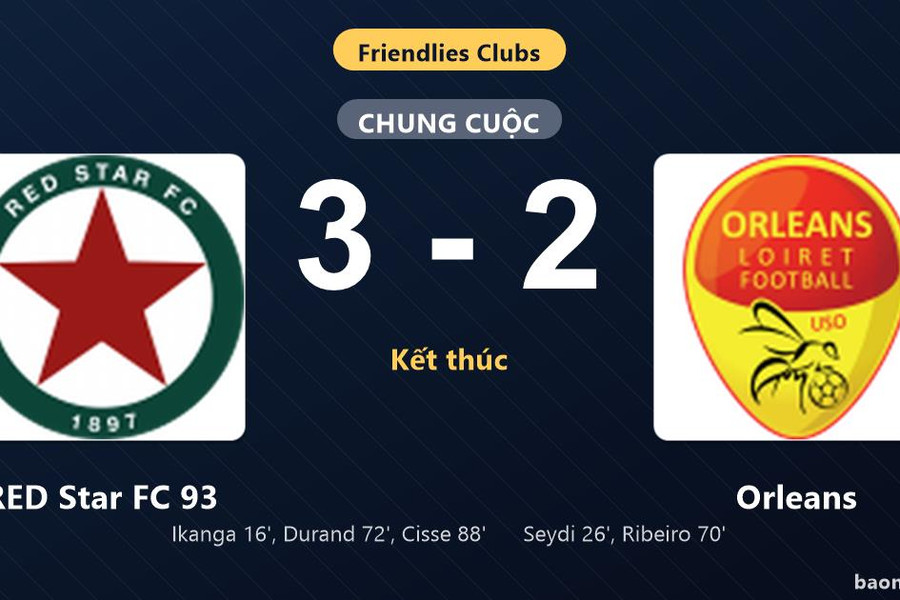 Thống kê trận đấu RED Star FC 93 3-2 Orleans: RED Star FC 93 ngược dòng ngoạn mục