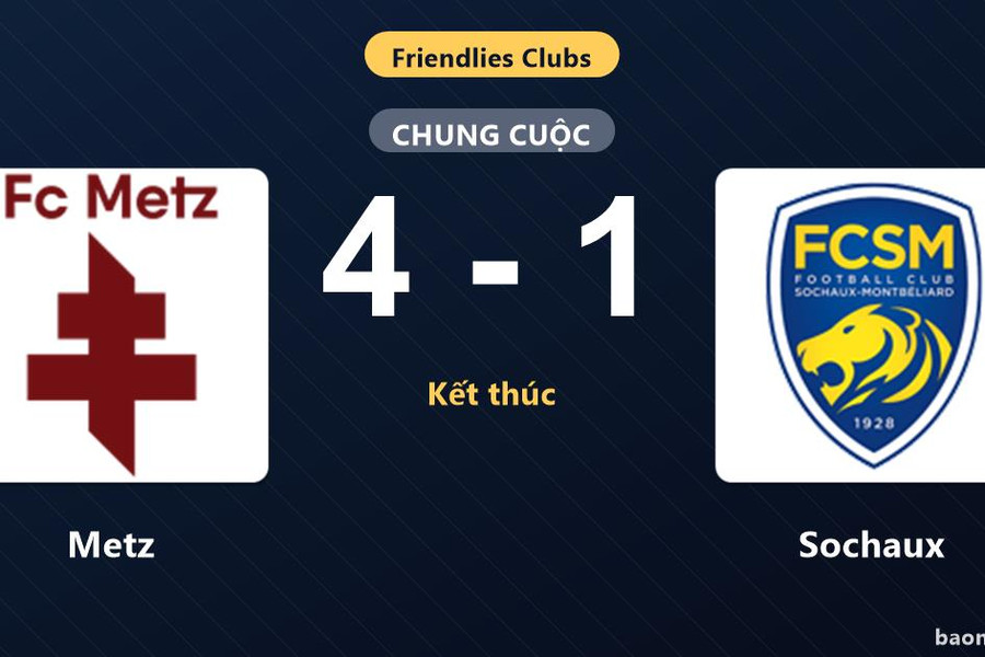 Metz thắng đậm Sochaux trong trận giao hữu nhiều bàn thắng
