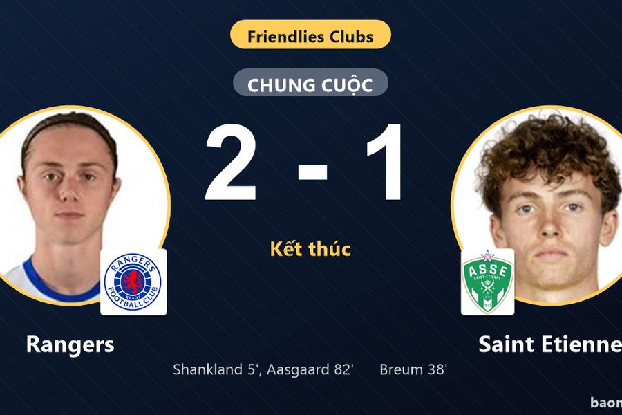 Rangers thắng sát nút, Saint Etienne nhận thất bại ở trận giao hữu