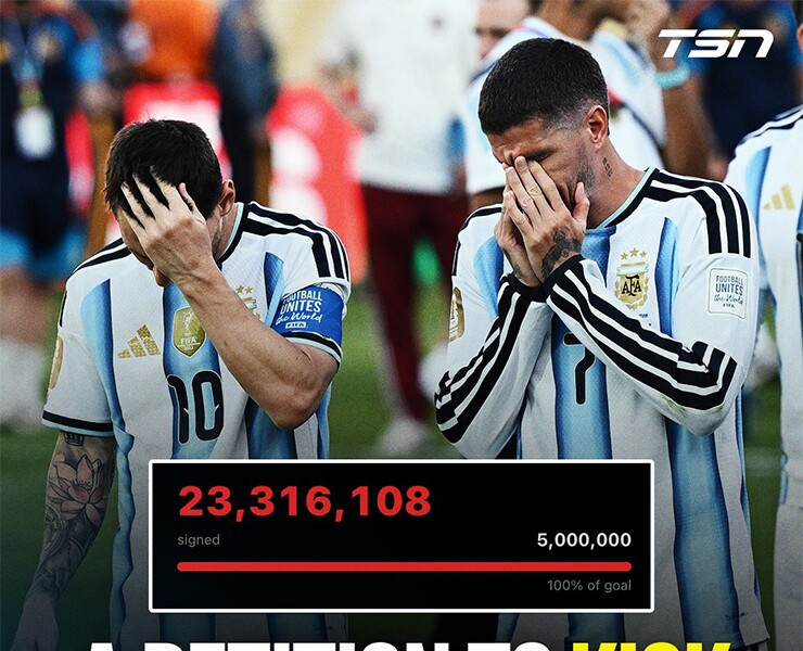 Đơn kiến nghị cấm Argentina dự World Cup thu hút hơn 23 triệu chữ ký
