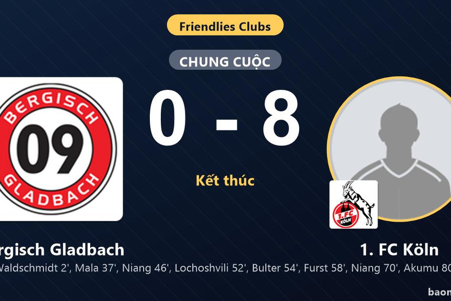 1. FC Köln thắng đậm, Bergisch Gladbach nhận thất bại nặng nề