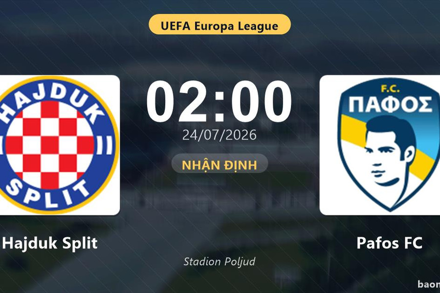 Hajduk Split thắng 2-0, Pafos FC trắng tay ở Europa League
