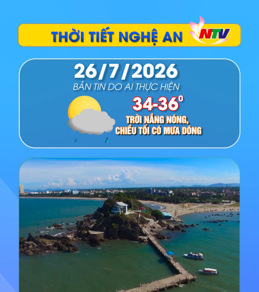 Thời tiết Nghệ An hôm nay 26/7/2026