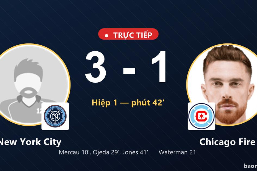Trực tiếp New York City vs Chicago Fire: New York City nới rộng cách biệt 3-1